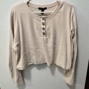 Cream Button Crop top